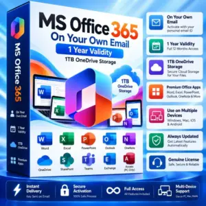 MS Office 365On Your Own Email - 1 Year Validity (1TB OneDrive Storage)